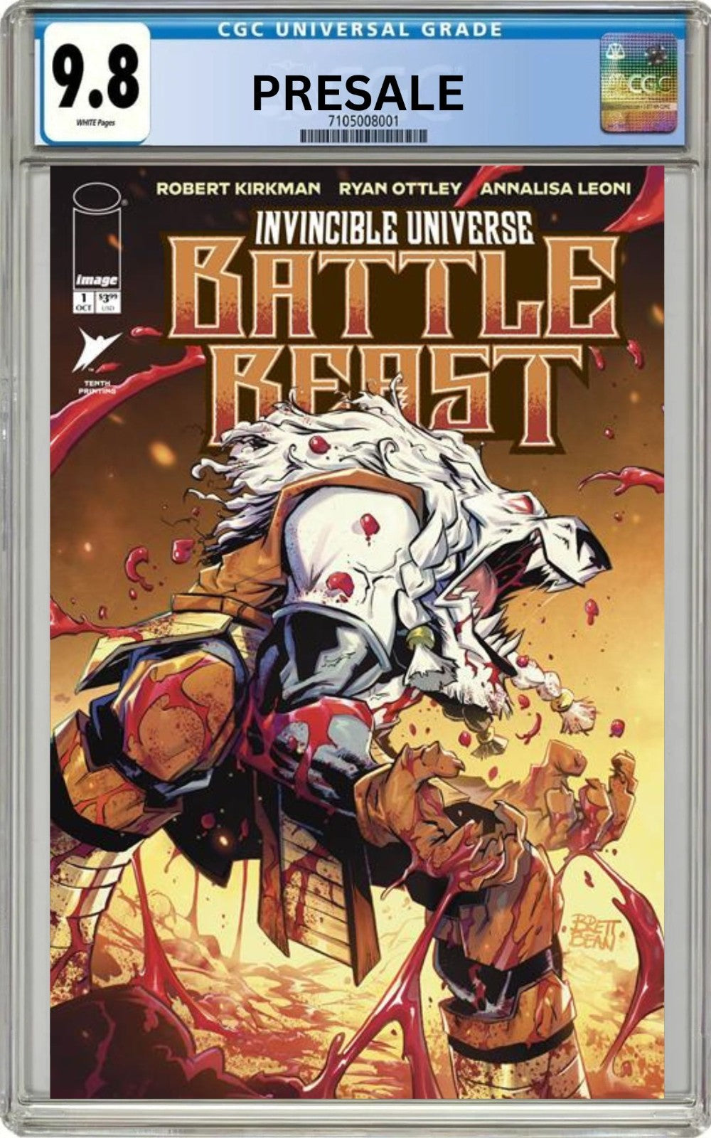CGC 9.8 Invincible Universe Battle Beast #1 Bean 10th Print Pre-sale 10/14/26
