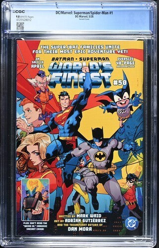 CGC 9.8 DC Marvel Superman Spider-Man #1 Jim Lee Variant Cover B **IN STOCK**
