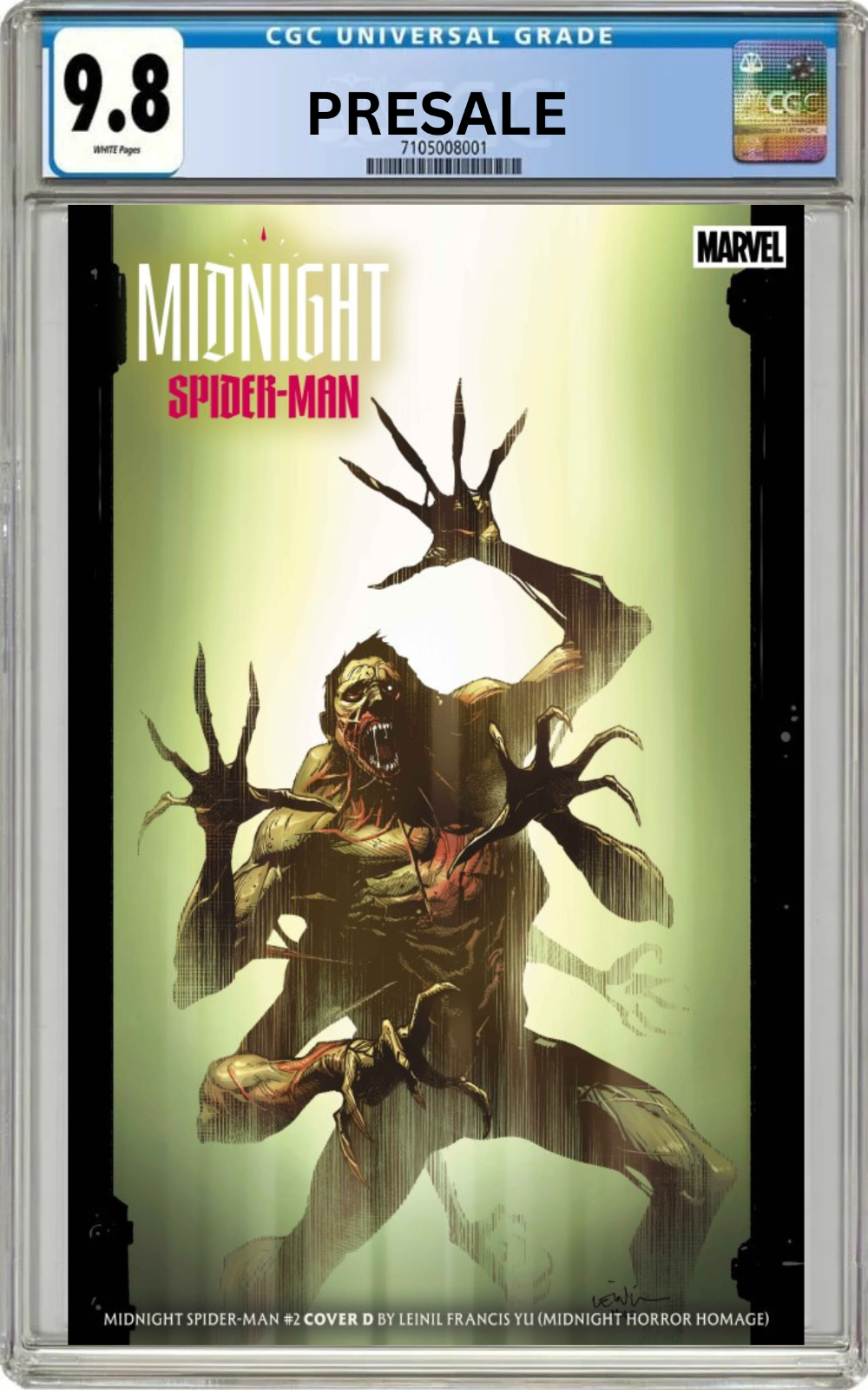 PRESALE 11/18/2026 CGC 9.8 Midnight Spider-Man #2 Cover D Leinil Francis Yu