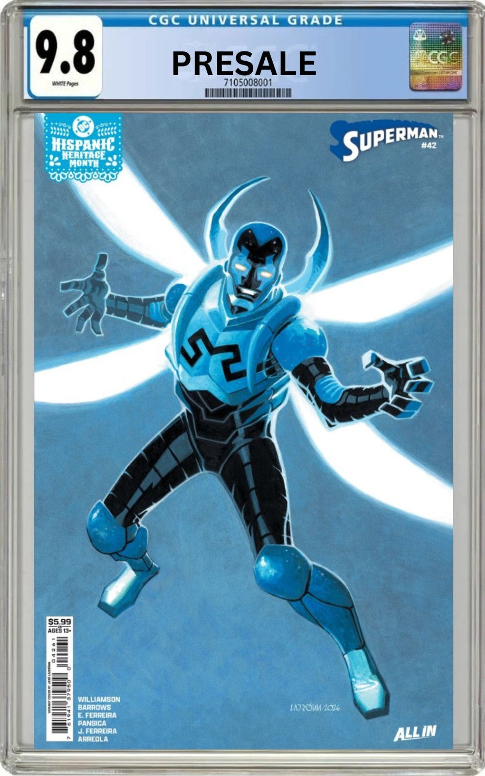 CGC 9.8 Superman #42 Ladrönn SECRET WARS #8 HOMAGE variant Pre-Sale 9/23/26