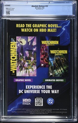 CGC 9.8 Absolute Batman #22 Brett Bean Cover "C" Variant