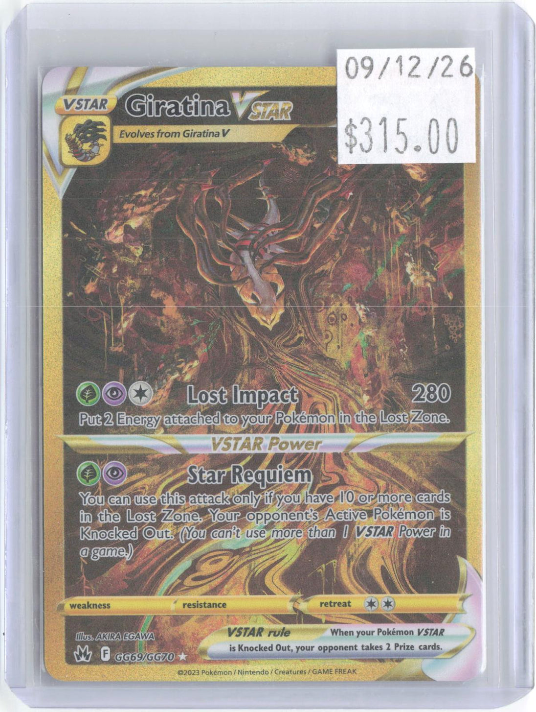 Giratina VSTAR GG69/GG70 Crown Zenith Galarian Gallery Pokemon Holo NM