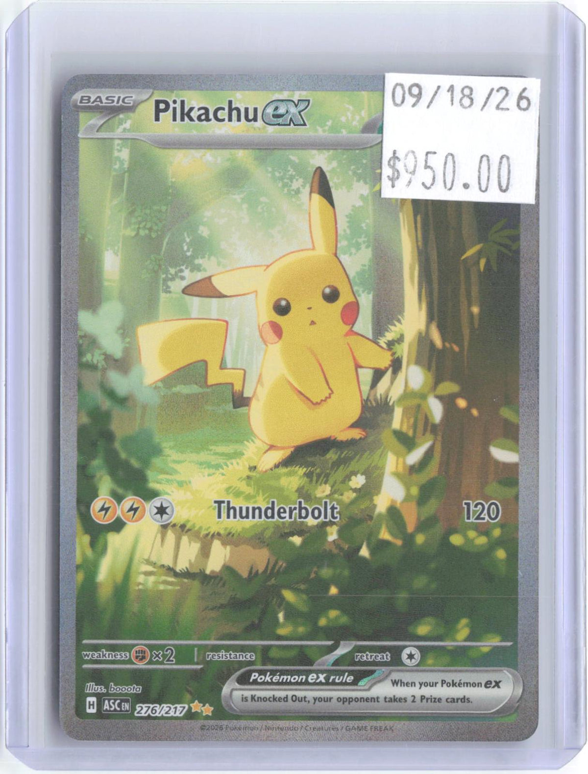 Pikachu ex 276/217 Special Illustration Rare Ascended Heroes Pokemon Holo NM