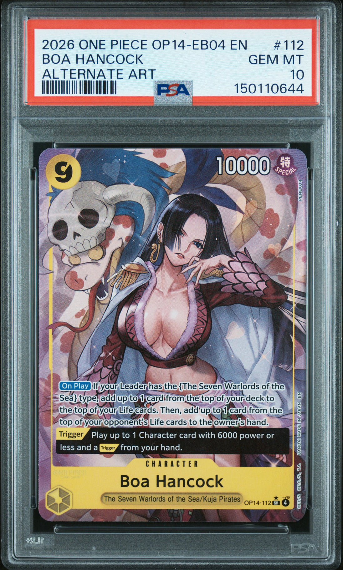 2026 One Piece Op14-Eb04-The Azure Sea'S Seven #112 Boa Hancock Alternate Art PSA 10