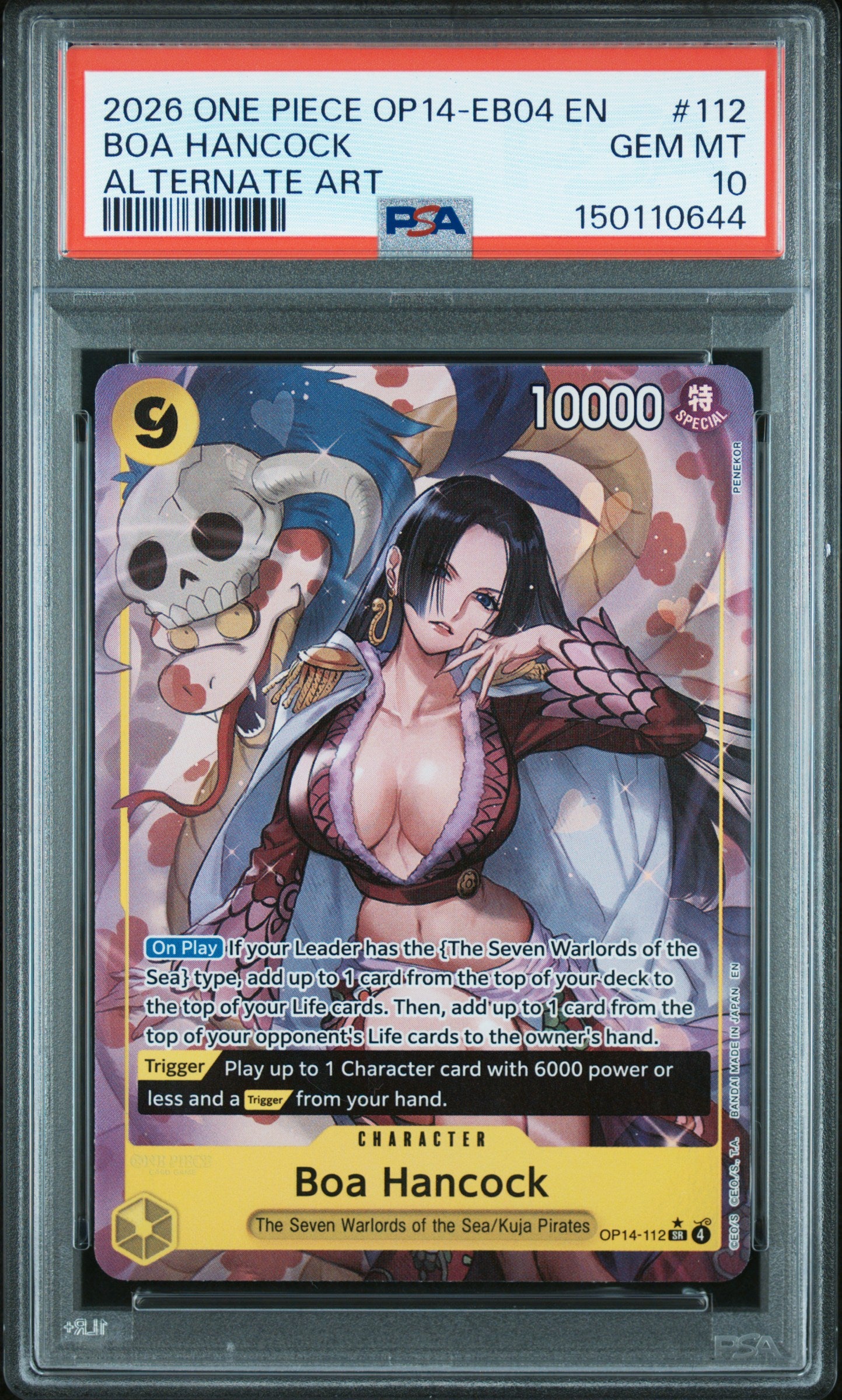 2026 One Piece Op14-Eb04-The Azure Sea'S Seven #112 Boa Hancock Alternate Art PSA 10
