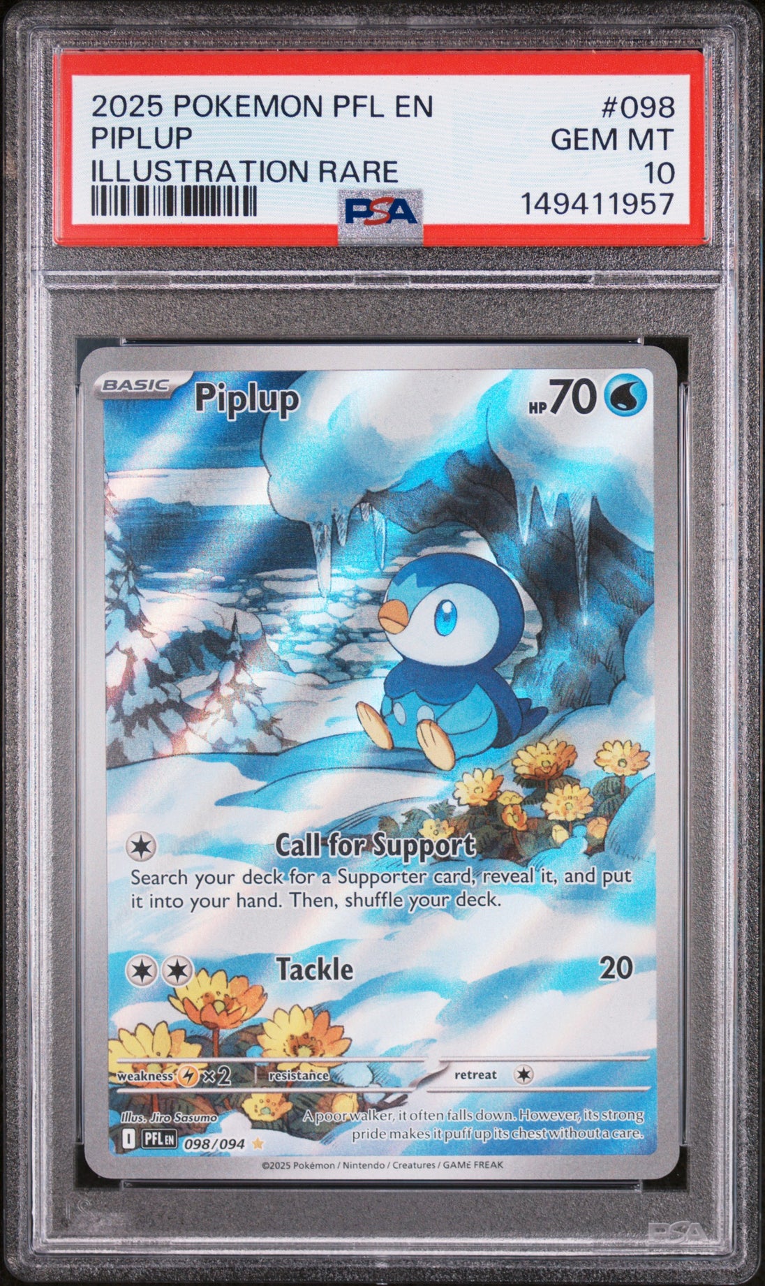 Piplup 098/094 Illustration Rare Pfl En-Phantasmal Flames Pokemon PSA 10