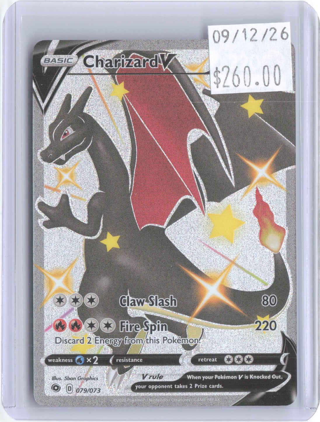 Charizard V 079/073 Secret Rare Champion's Path Pokemon Holo Near Mint