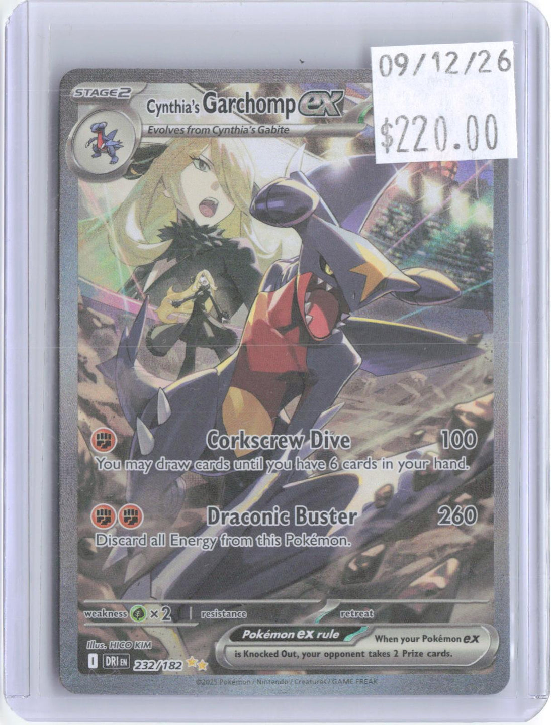 Cynthia's Garchomp ex 232/182 Destined Rivals Pokemon Holo NM