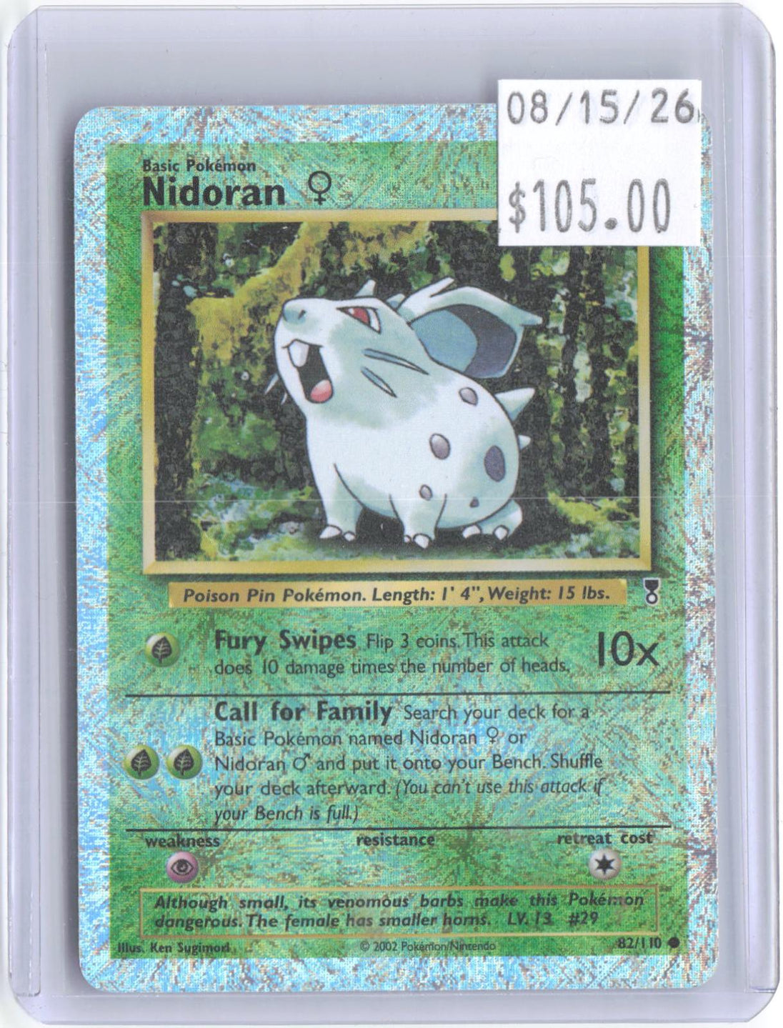 Nidoran F 82/110 Common Legendary Collection Pokemon Reverse Holo Lightly Played