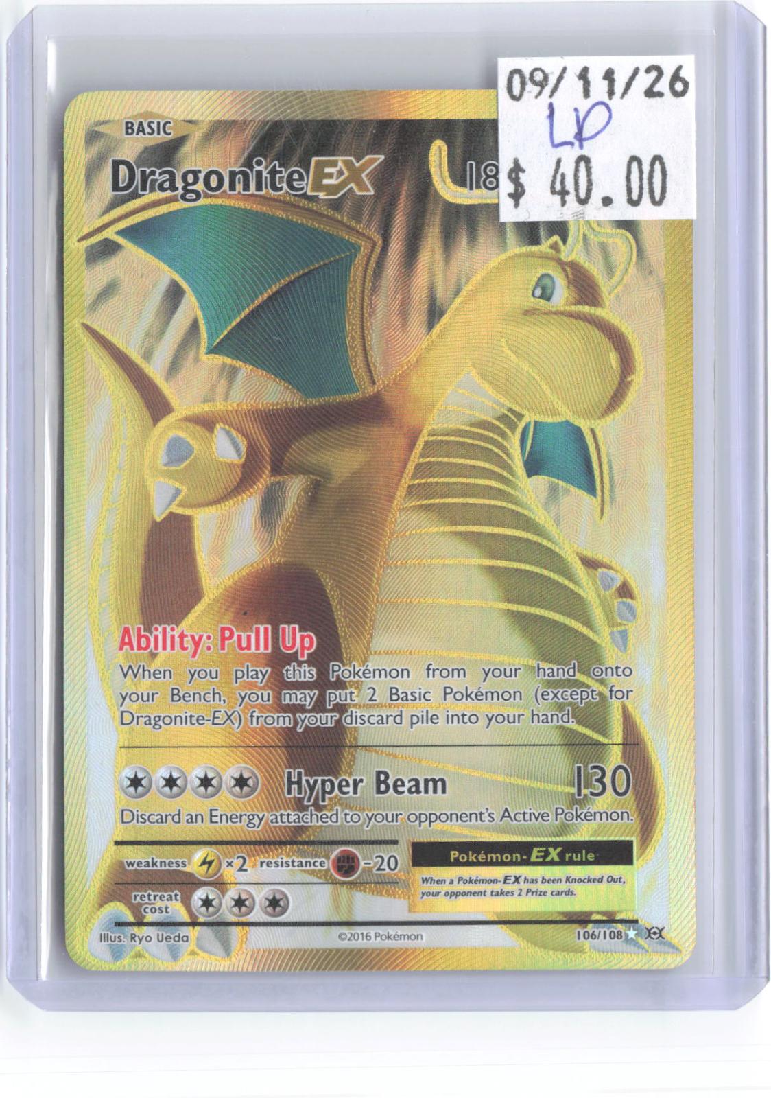 Dragonite EX 106/108 Ultra Rare Evolutions Pokemon Holo Lightly Played