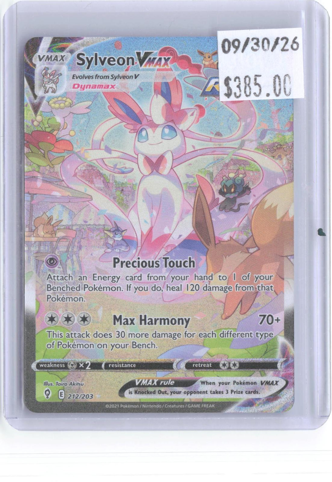 Sylveon VMAX 212/203 Rainbow Rare Evolving Skies Pokemon Holo Near Mint