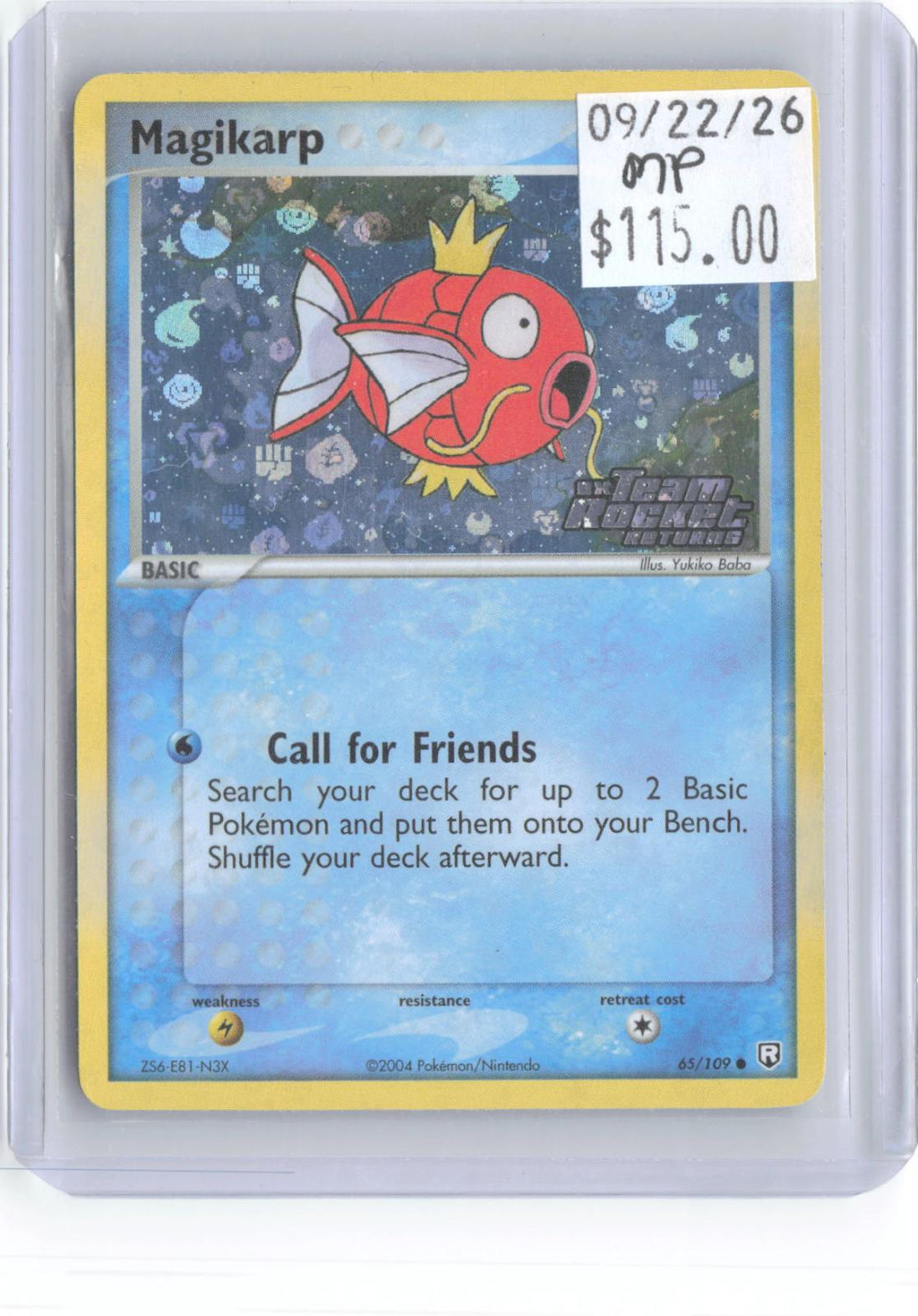 Magikarp 65/109 Common Team Rocket Returns Pokemon Reverse Holo MP