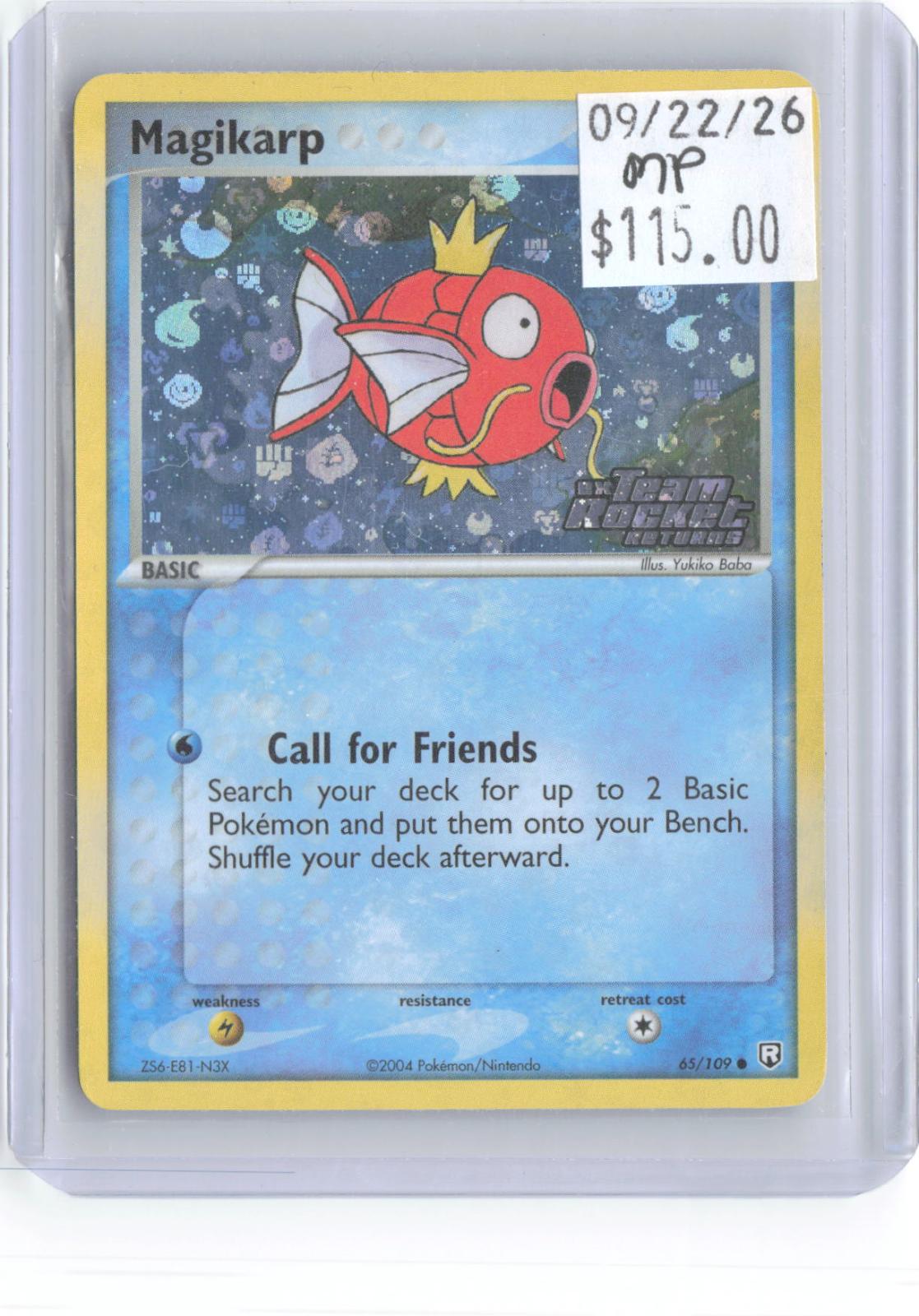 Magikarp 65/109 Common Team Rocket Returns Pokemon Reverse Holo MP