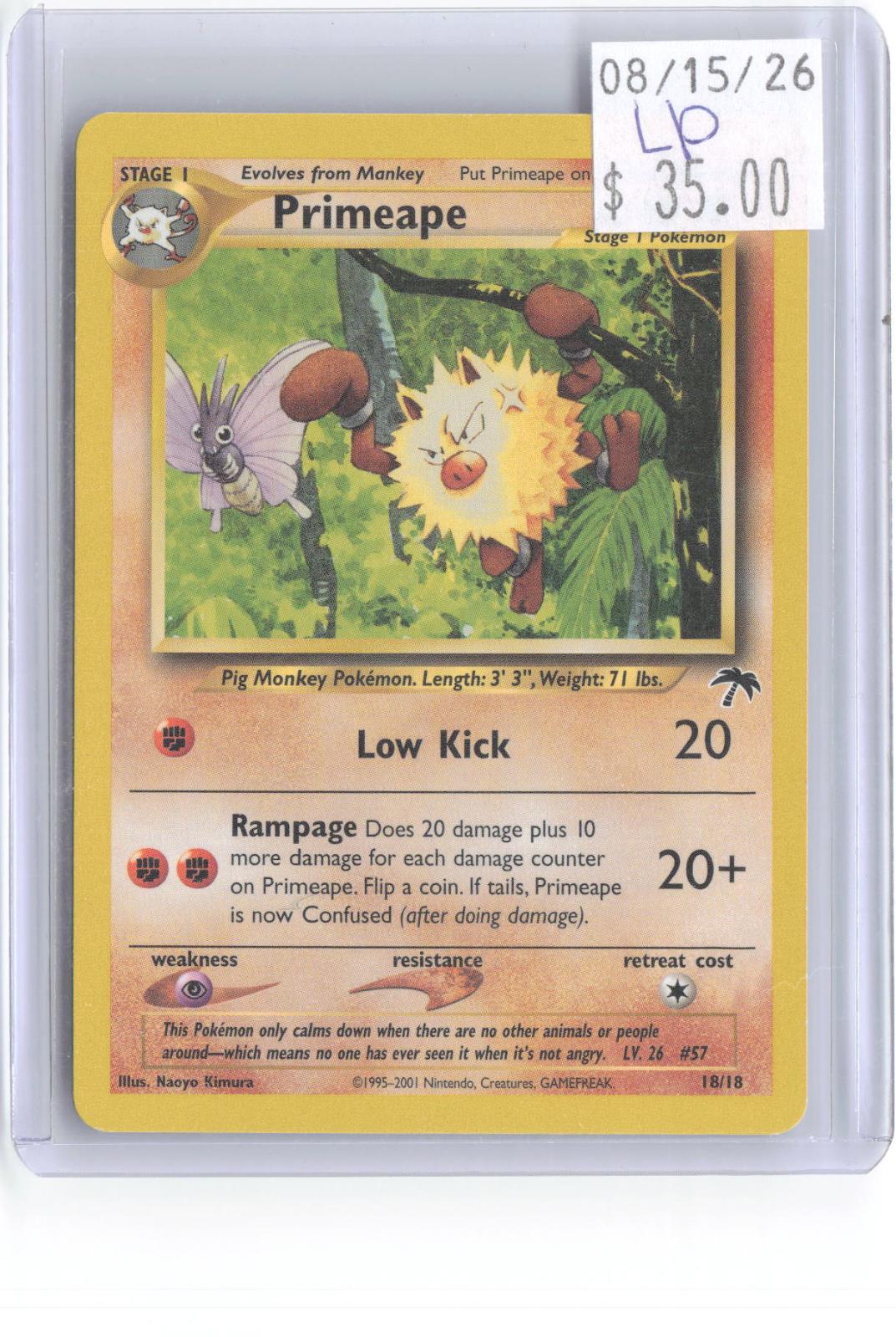 Primeape 18/18 Southern Islands Pokemon Lightly Played