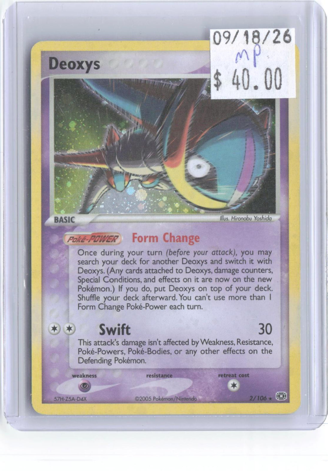 Deoxys 2/106 Holo Rare Emerald Pokemon Moderately Played