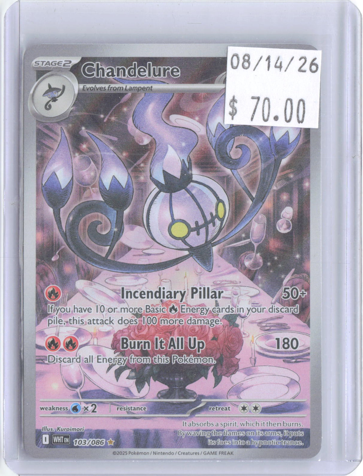 Chandelure 103/086 Holo Illustration Rare White Flare Pokemon Near Mint