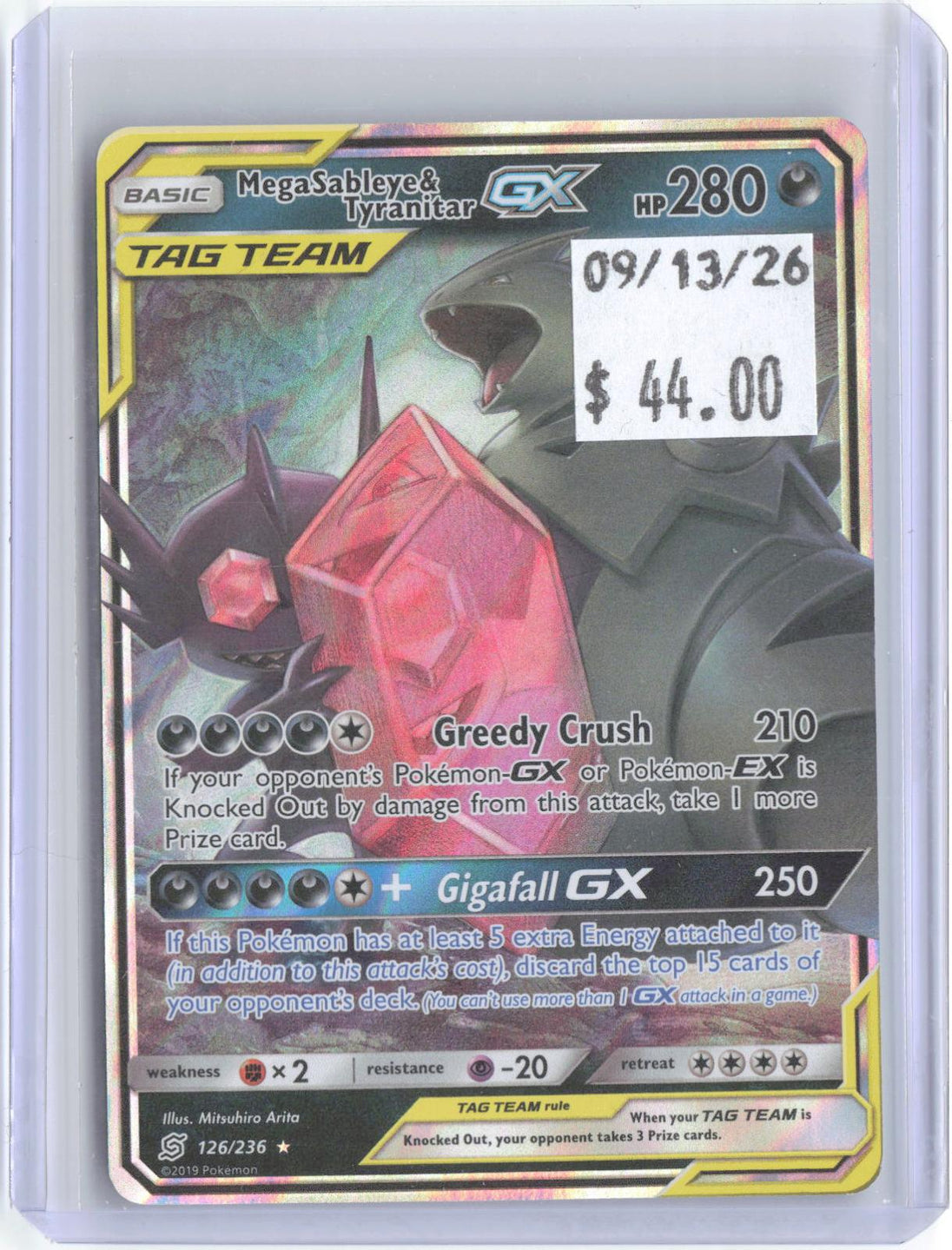 Mega Sableye & Tyranitar GX 126/236 Holo Ultra Rare Unified Minds Pokemon NM