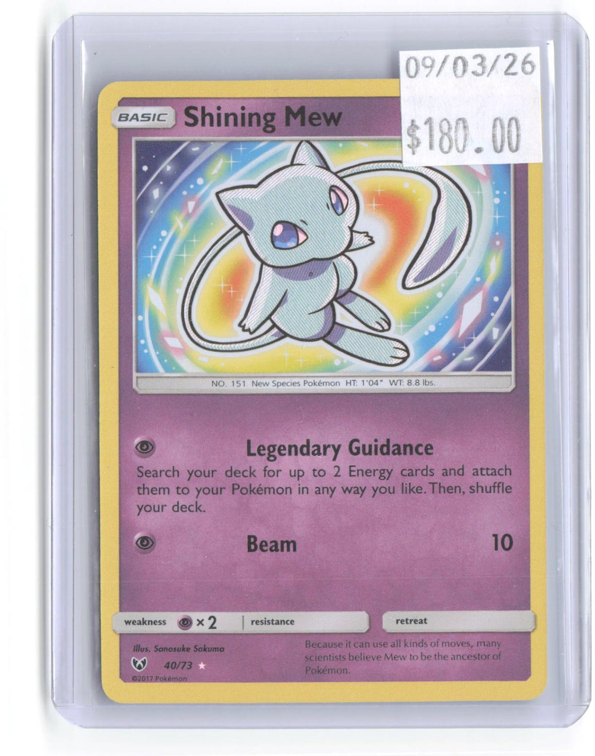 Shining Mew 40/73 Secret Rare Shining Legends Pokemon Holo Near Mint
