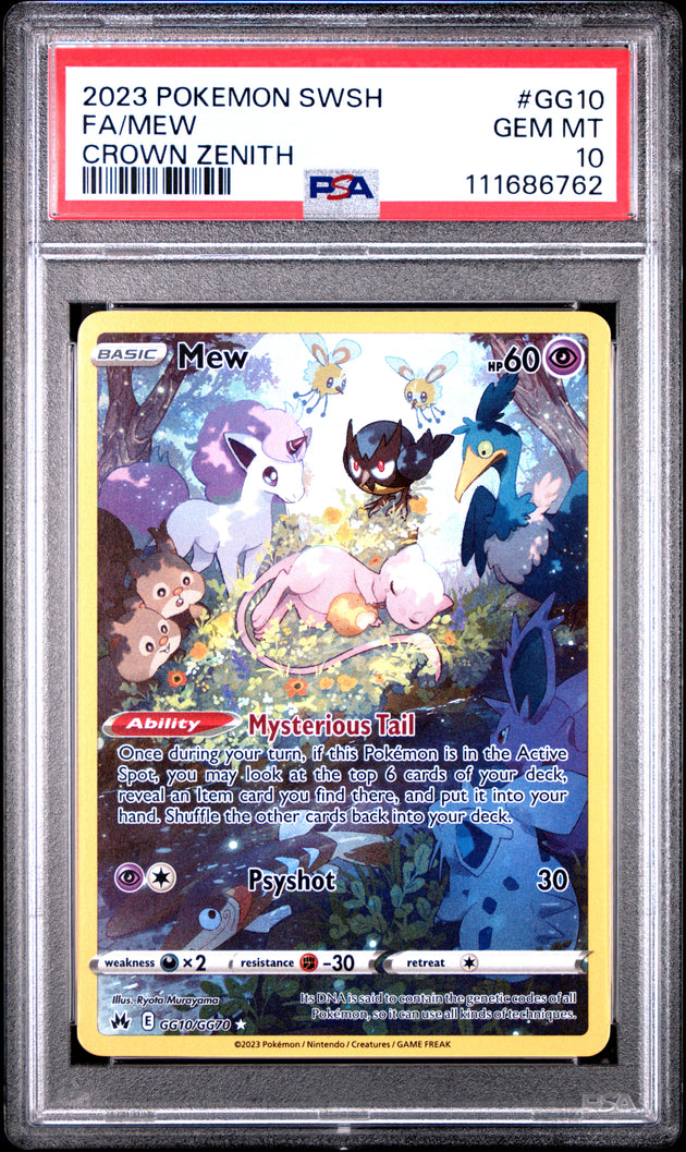 Mew GG10/GG70 Sword Shield Crown Zenith Pokemon PSA 10