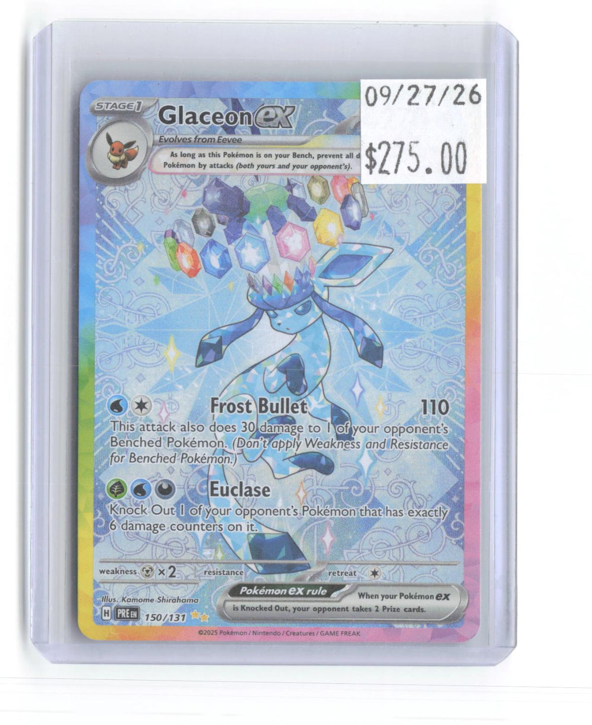 Glaceon ex 150/131 Holo Prismatic Evolutions Pokemon NM