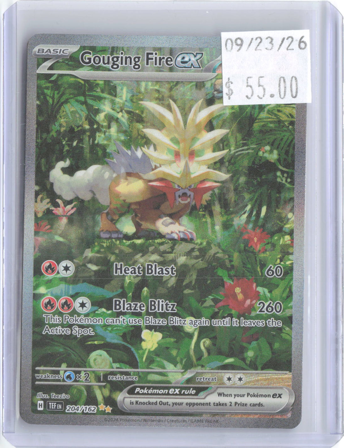 Gouging Fire ex 204/162 Temporal Forces Pokemon Holo NM