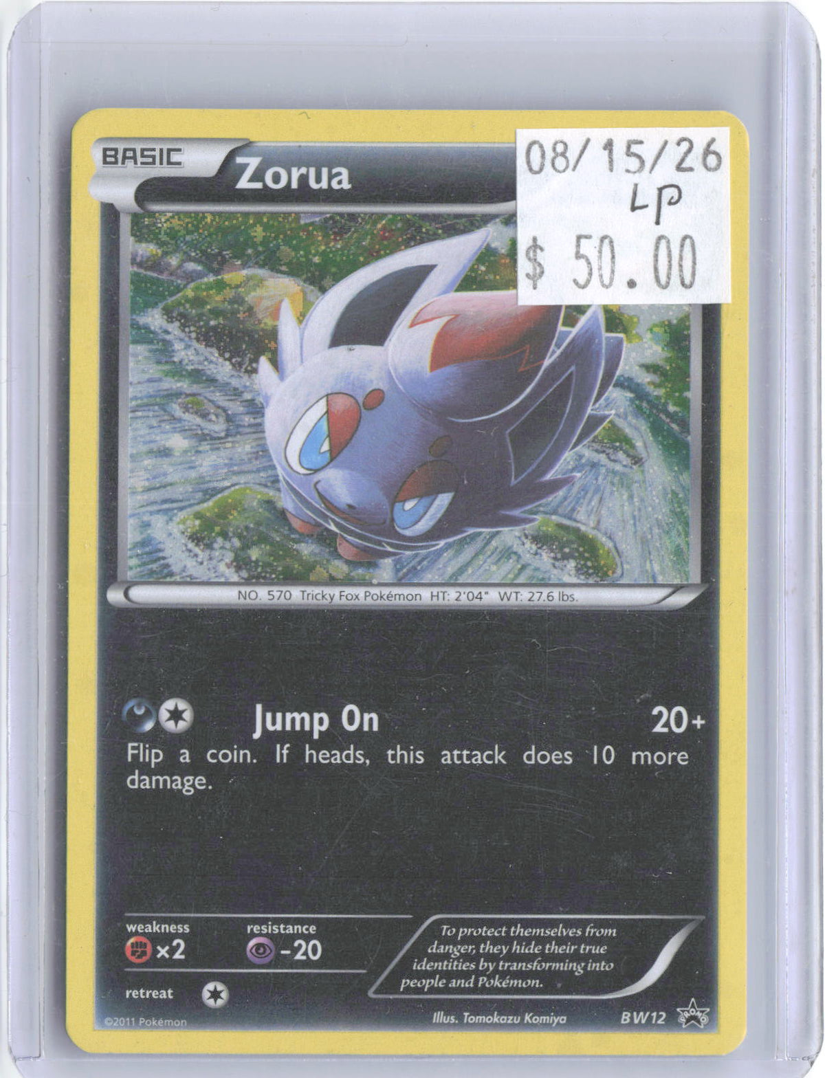 Zorua BW12 Holo Promo Black And White Promo Pokemon Lightly Played