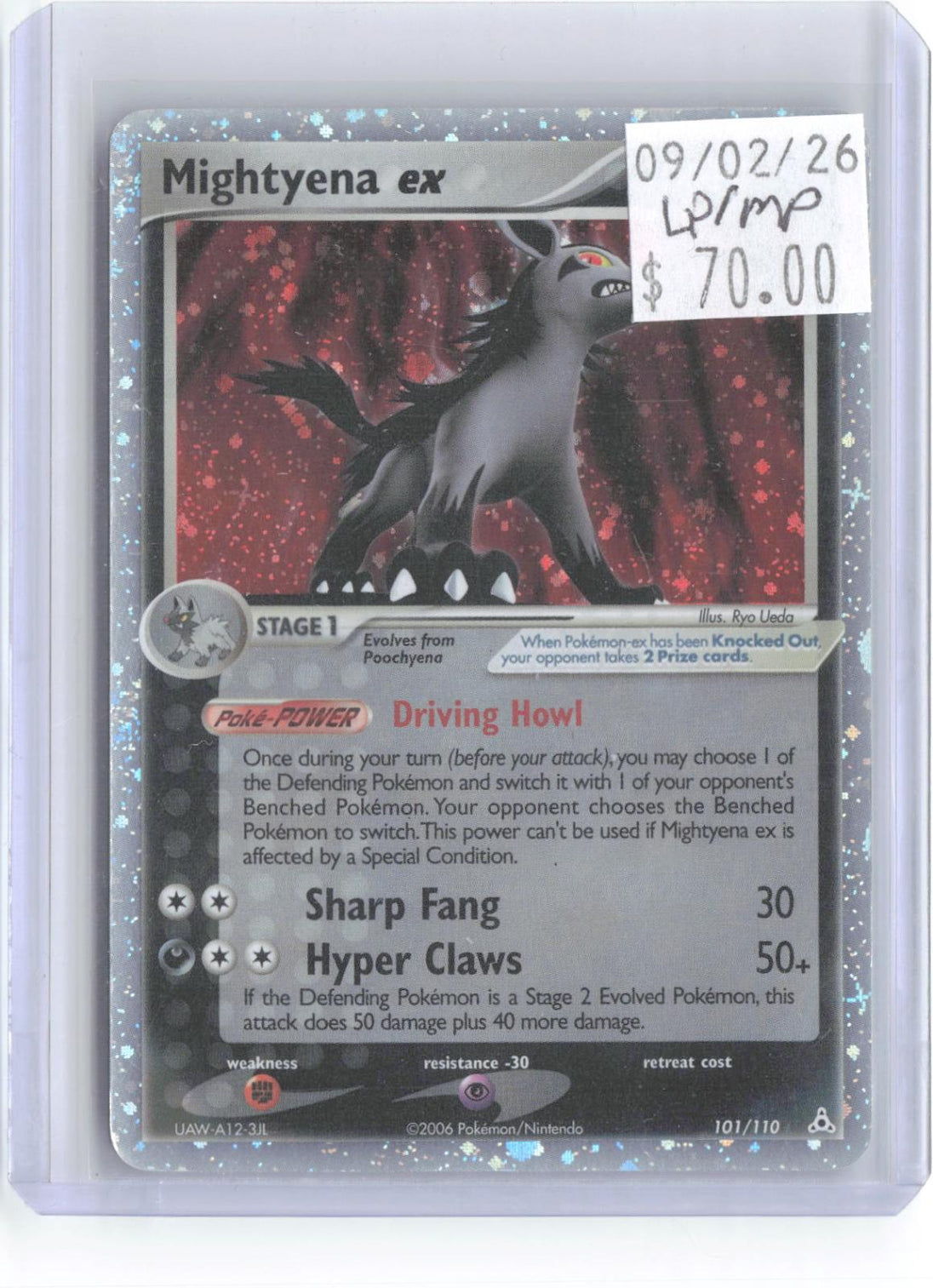 Mightyena ex 101/110 Holo Ultra Rare Holon Phantoms Pokemon Lightly Played