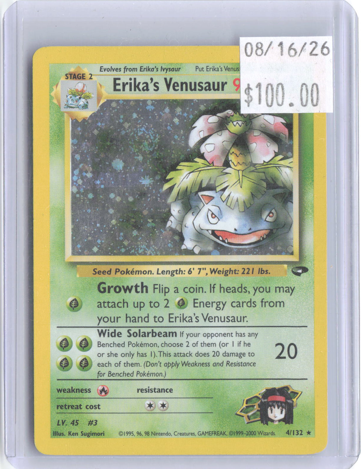 Erika's Venusaur 4/132 Rare Gym Challenge Pokemon Unlimited Holo MP