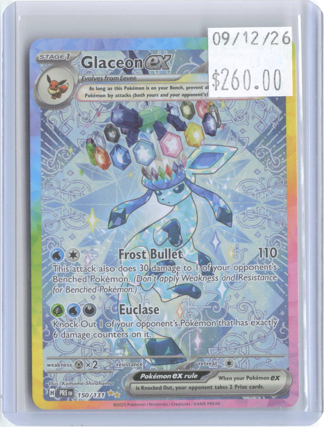Glaceon ex 150/131 Holo Prismatic Evolutions Pokemon NM