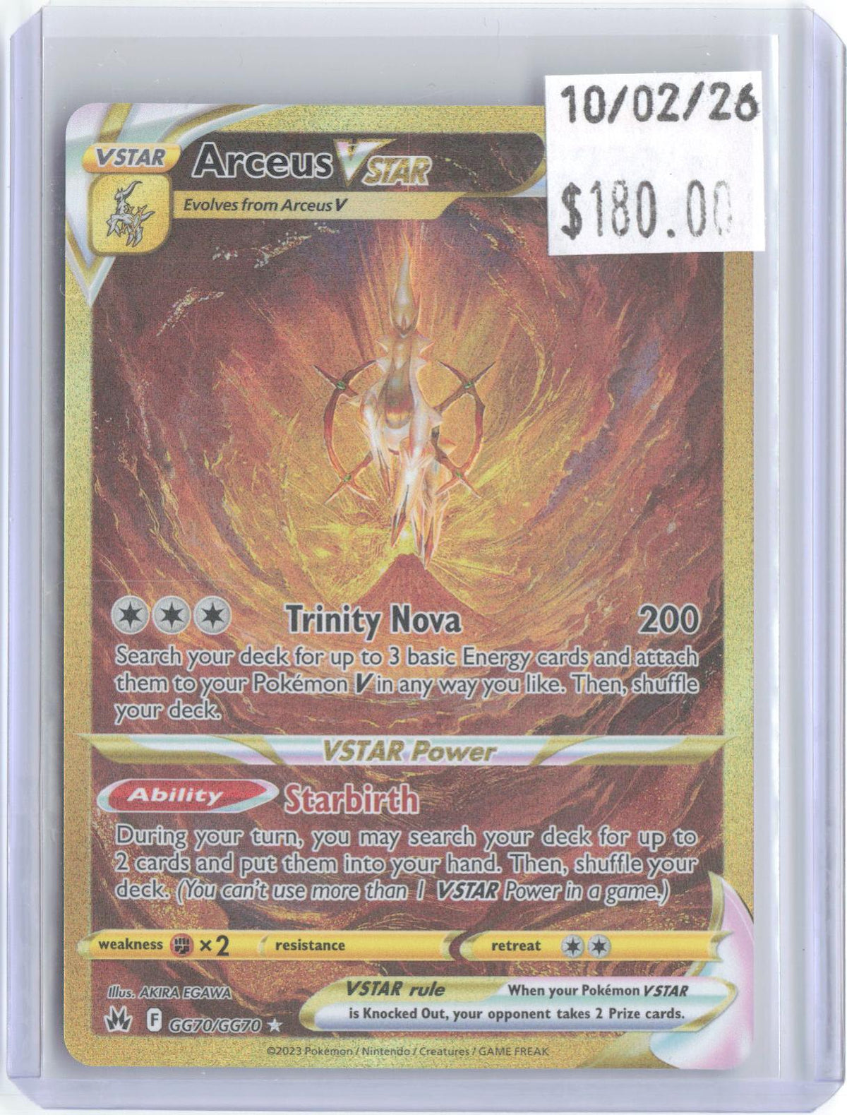 Arceus VSTAR GG70/GG70 Secret Rare Crown Zenith Galarian Gallery Pokemon Holo NM