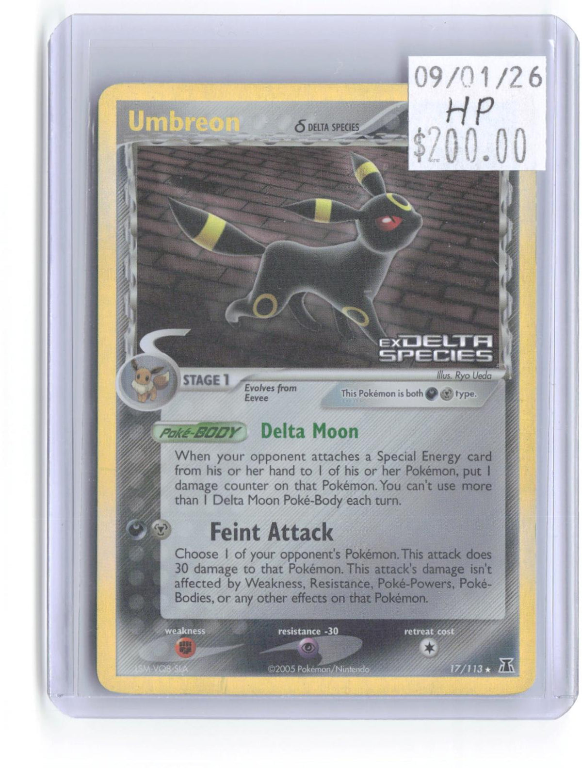Umbreon 17/113 Rare Delta Species Pokemon Reverse Holo Heavily Played