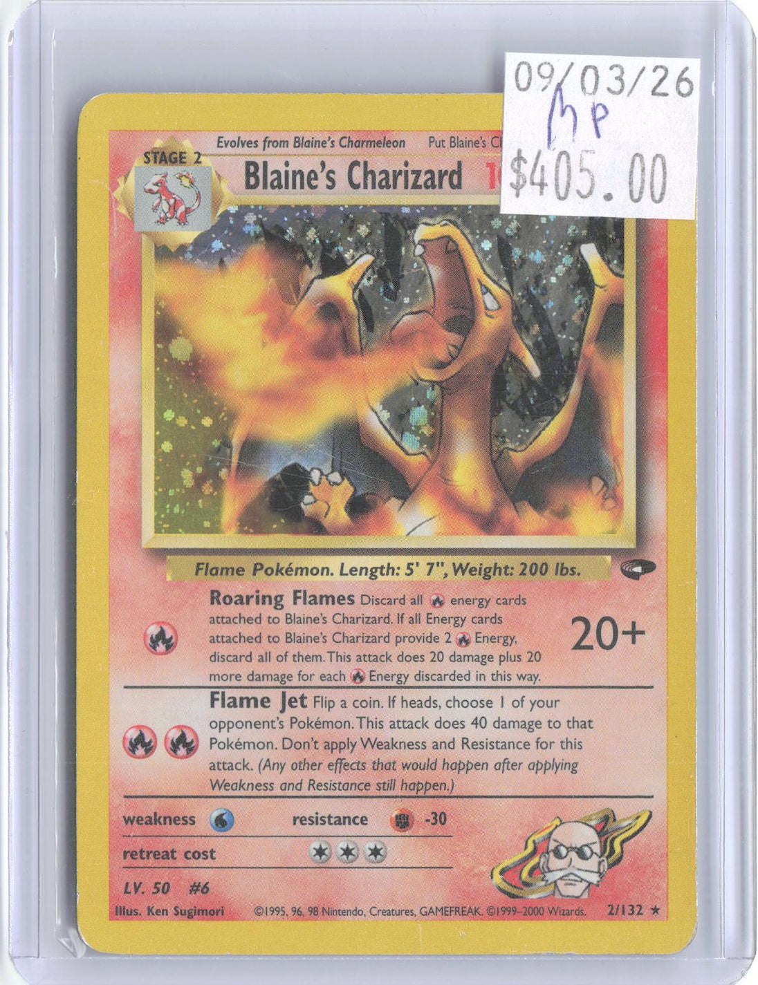 Blaine's Charizard 2/132 Rare Gym Challenge Pokemon Unlimited Holo MP