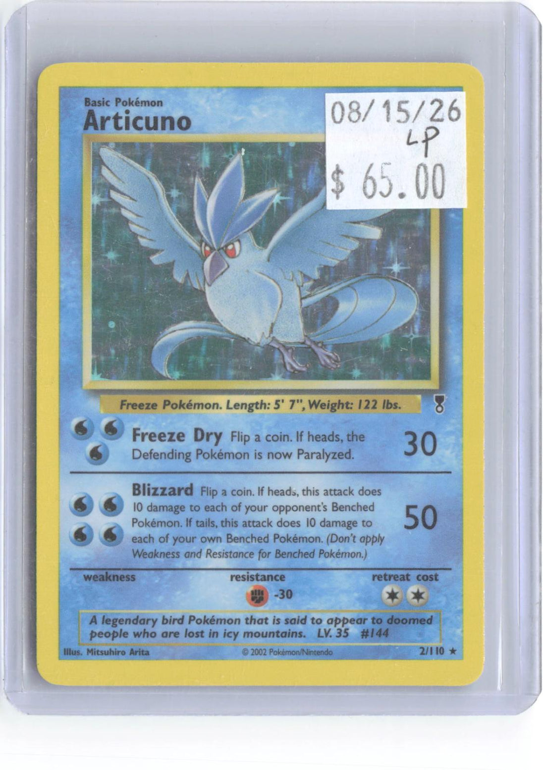 Articuno 2/110 Holo Rare Legendary Collection Pokemon Lightly Played