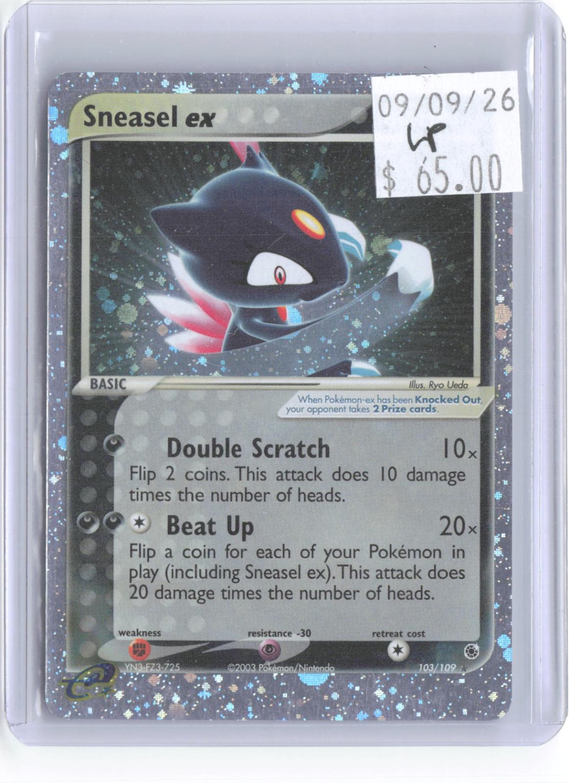 Sneasel ex 103/109 Holo Ultra Rare Ruby & Sapphire Pokemon Lightly Played
