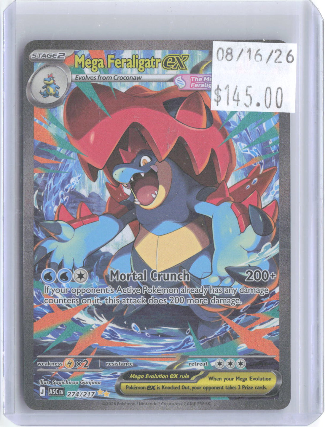 Mega Feraligatr ex 274/217 Ascended Heroes Pokemon Holo NM