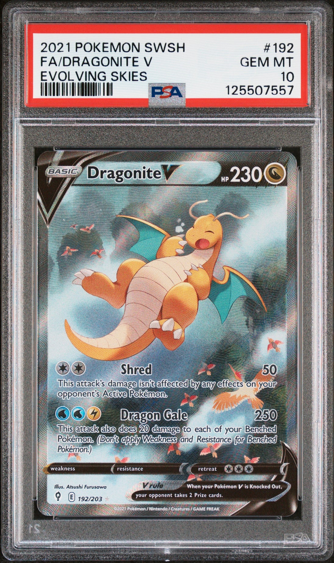 Dragonite V 192/203 Evolving Skies Pokemon PSA 10