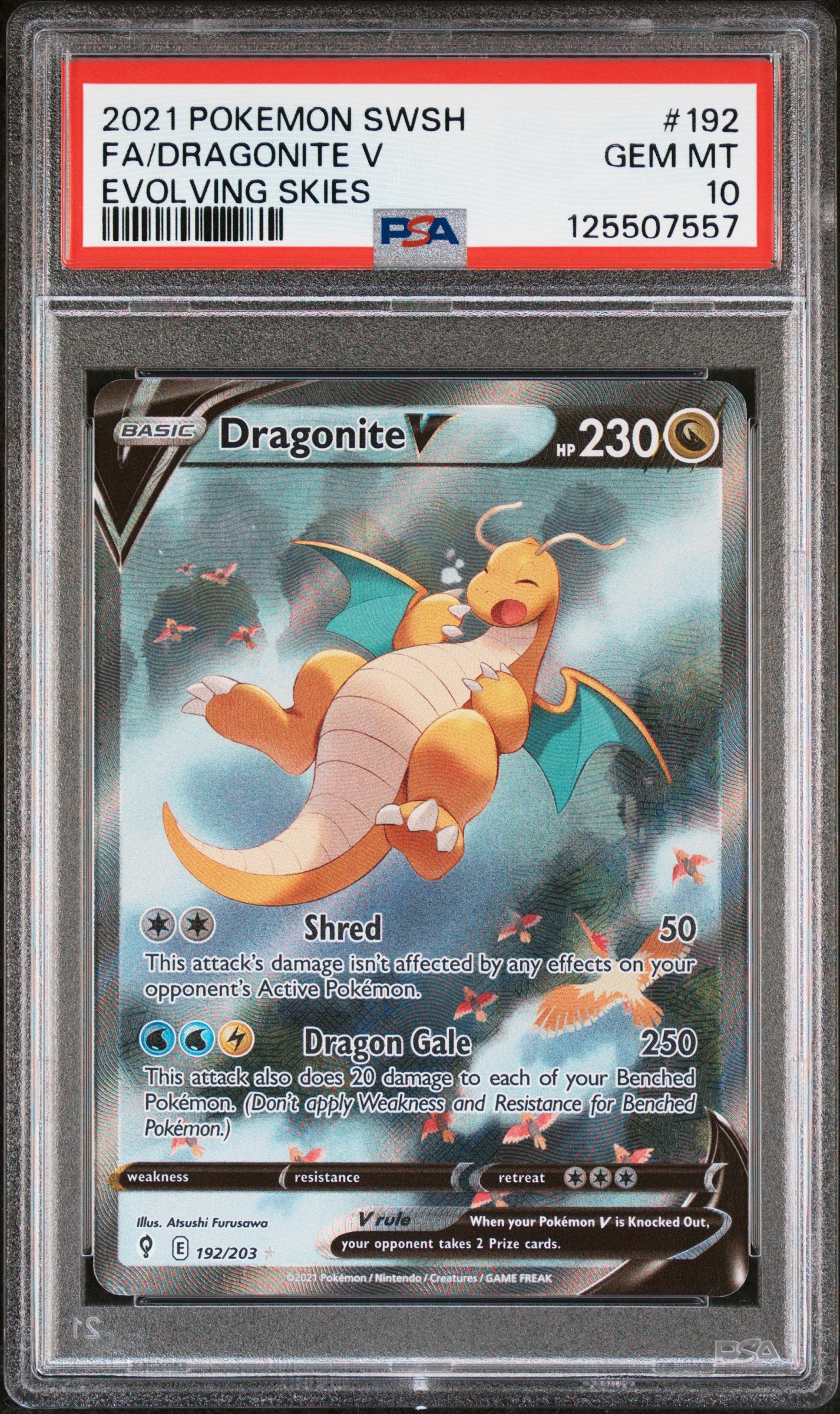 Dragonite V 192/203 Evolving Skies Pokemon PSA 10