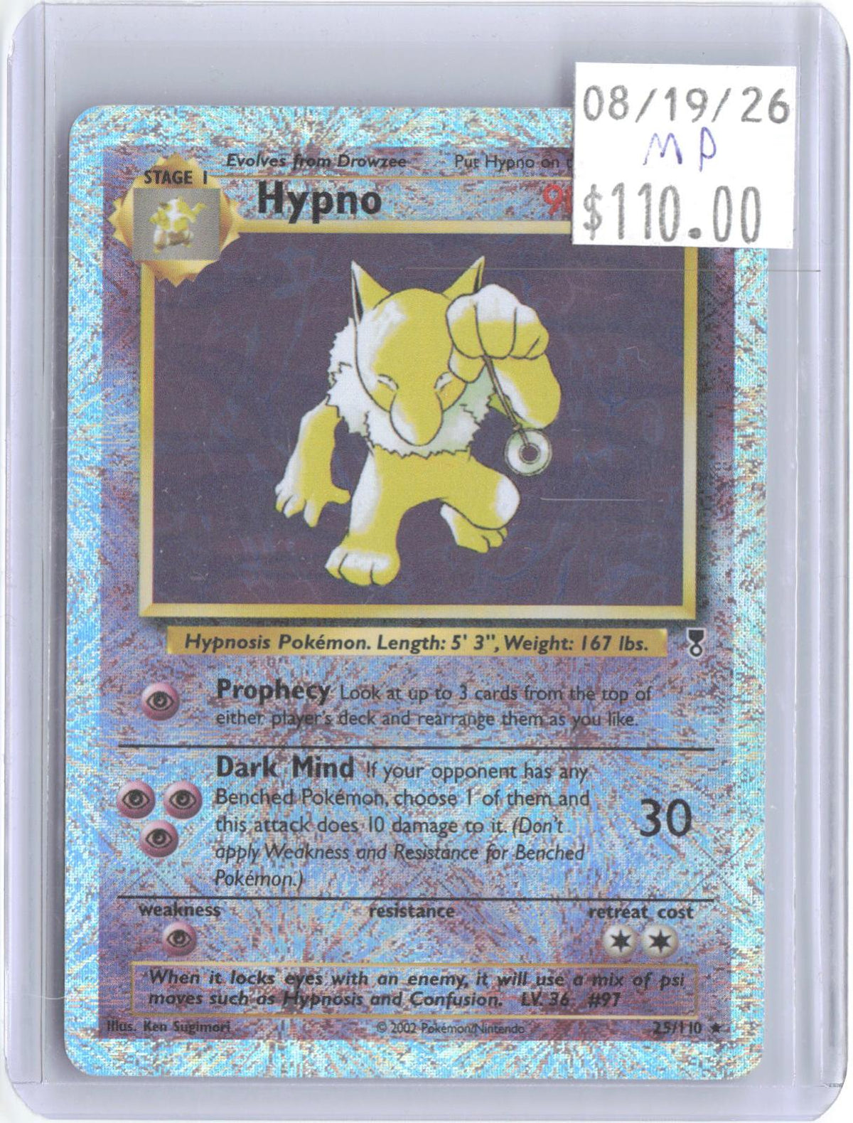 Hypno 25/110 Rare Legendary Collection Pokemon Reverse Holo Moderately Played