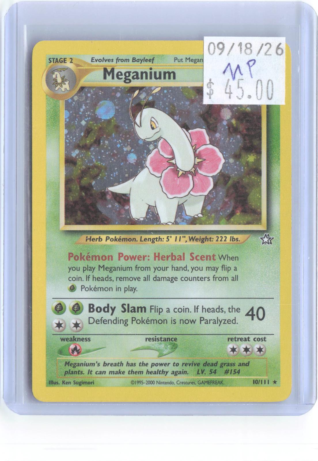 Meganium 10/111 Rare Neo Genesis Pokemon Unlimited Holo Moderately Played