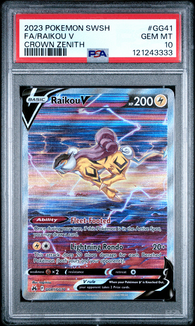 Raikou V GG41/GG70 Sword Shield Crown Zenith Pokemon PSA 10