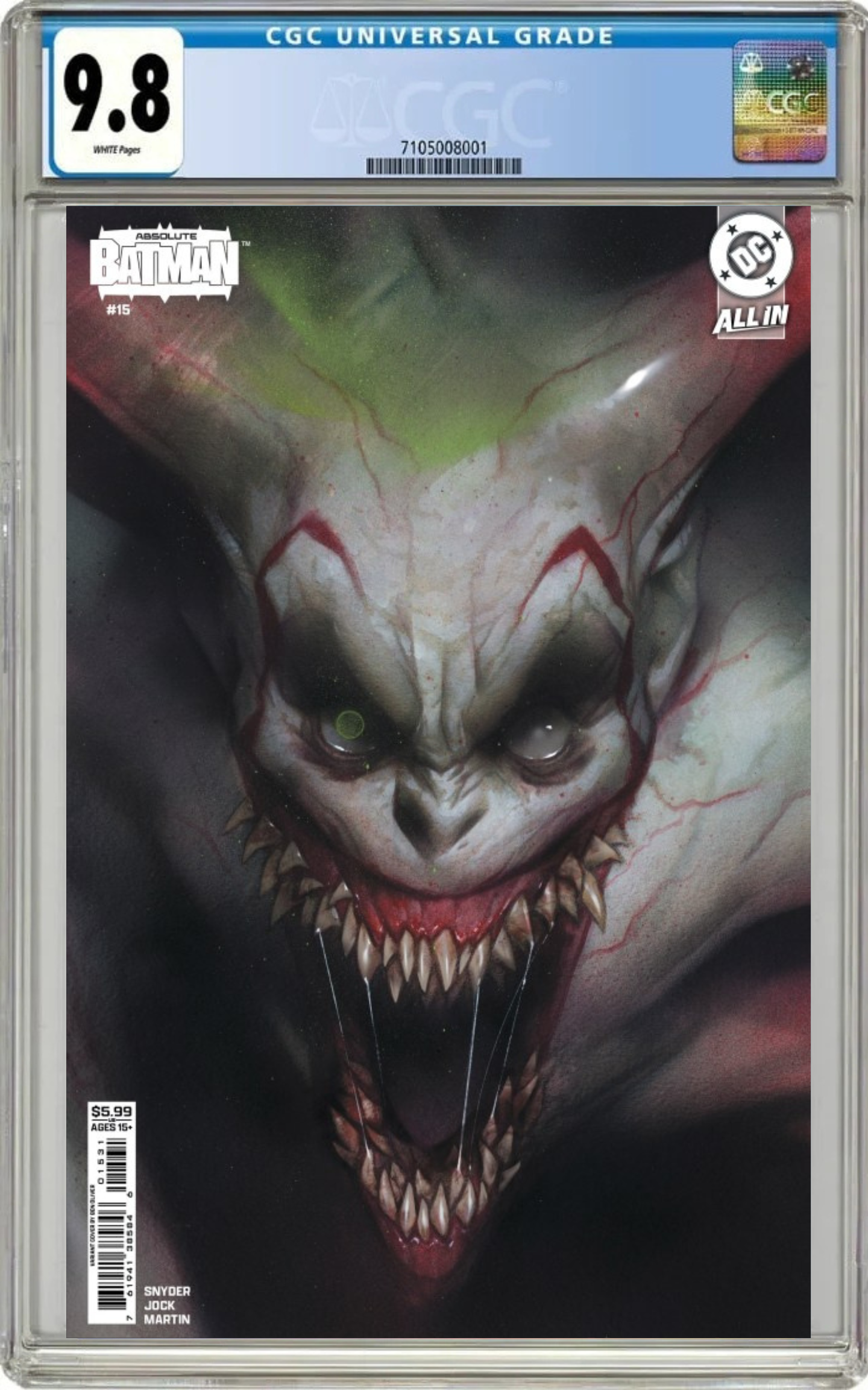 CGC 9.8 1st Printing Absolute Batman #15 (JOKER) Ben Oliver Cover C SNYDER DRAGOTTA
