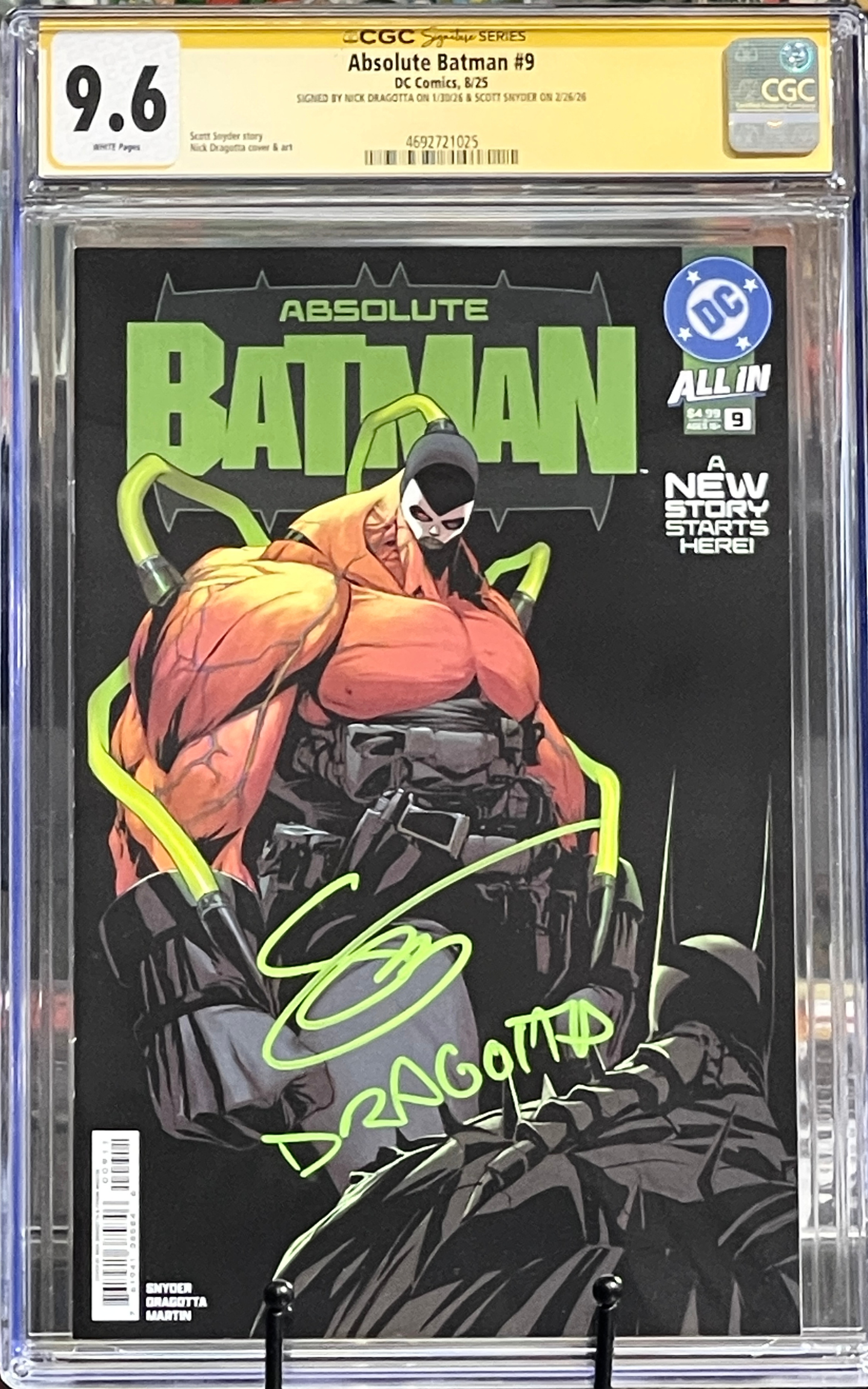 CGC 9.6 Absolute Batman #9 SIGNED by SCOTT SNYDER and NICK DRAGOTTA 1st Print CGC Signature Series