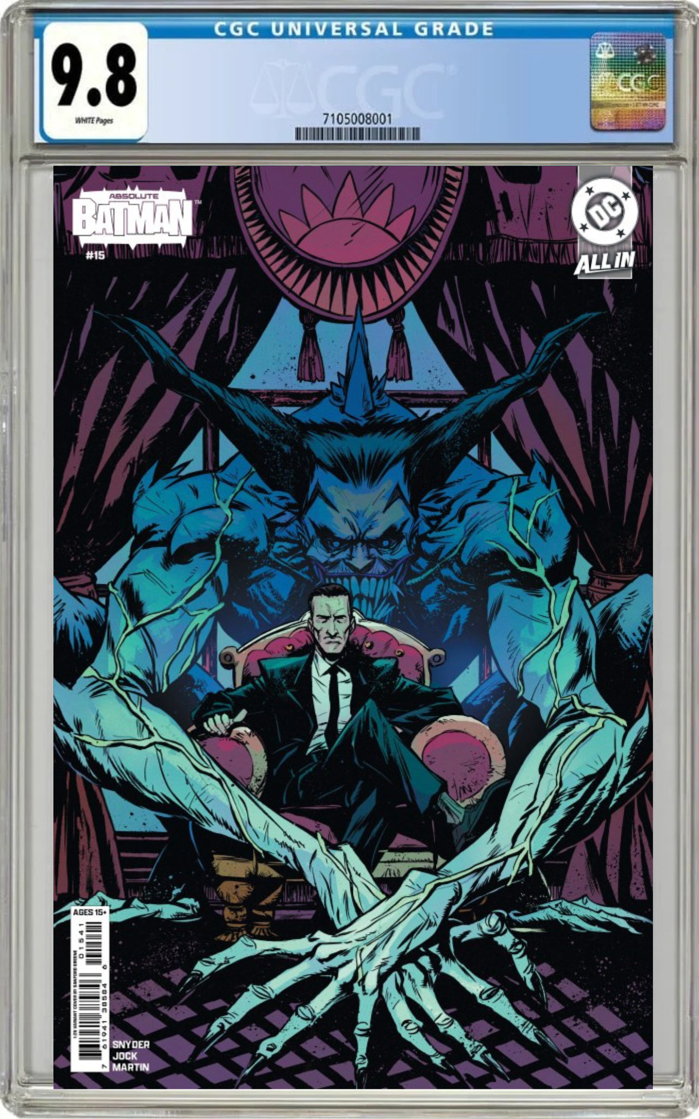 CGC 9.8 1st Printing Absolute Batman #15 (JOKER) Sanford Greene Cover E 1:25 SNYDER DRAGOTTA