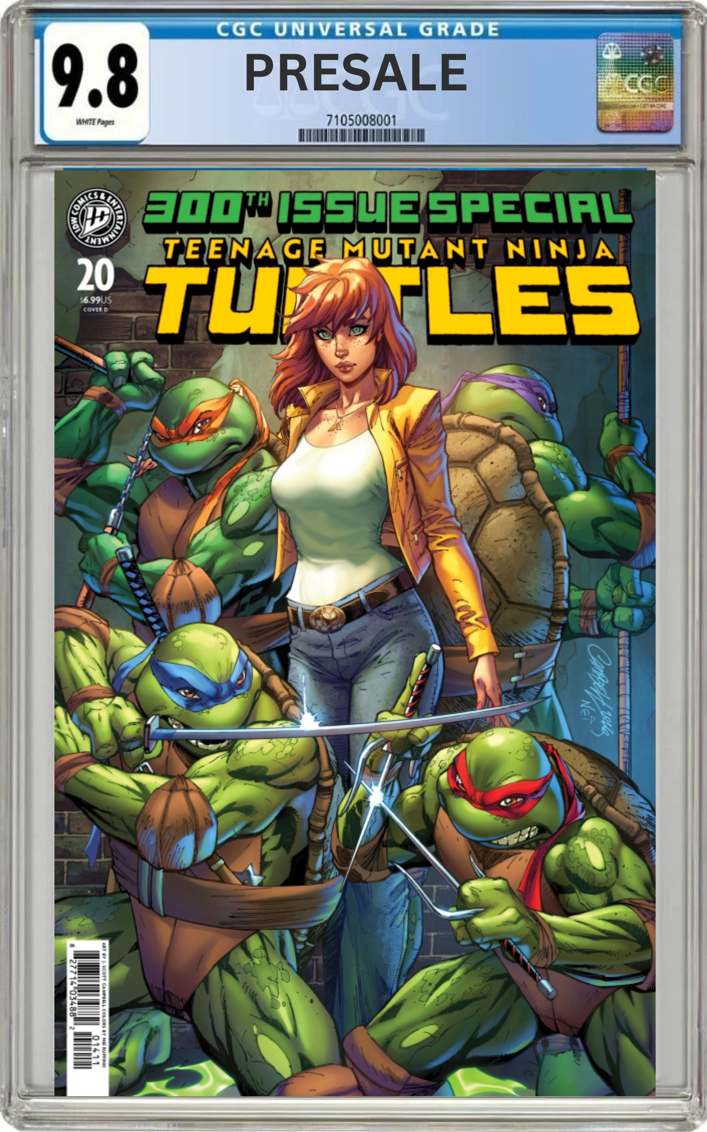 CGC 9.8 Teenage Mutant Ninja Turtles #20 Issue 300 Cover D J. Scott Campbell Variant (Pre-Sale 7/22/26)
