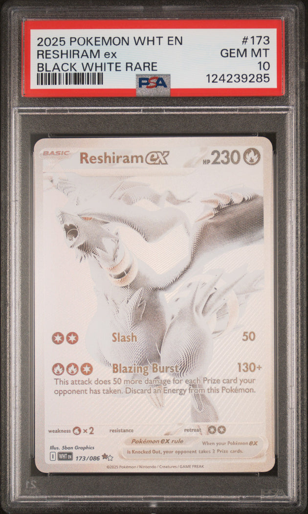 Reshiram EX 173/086 Black White Rare Wht En-White Flare Pokemon PSA 10