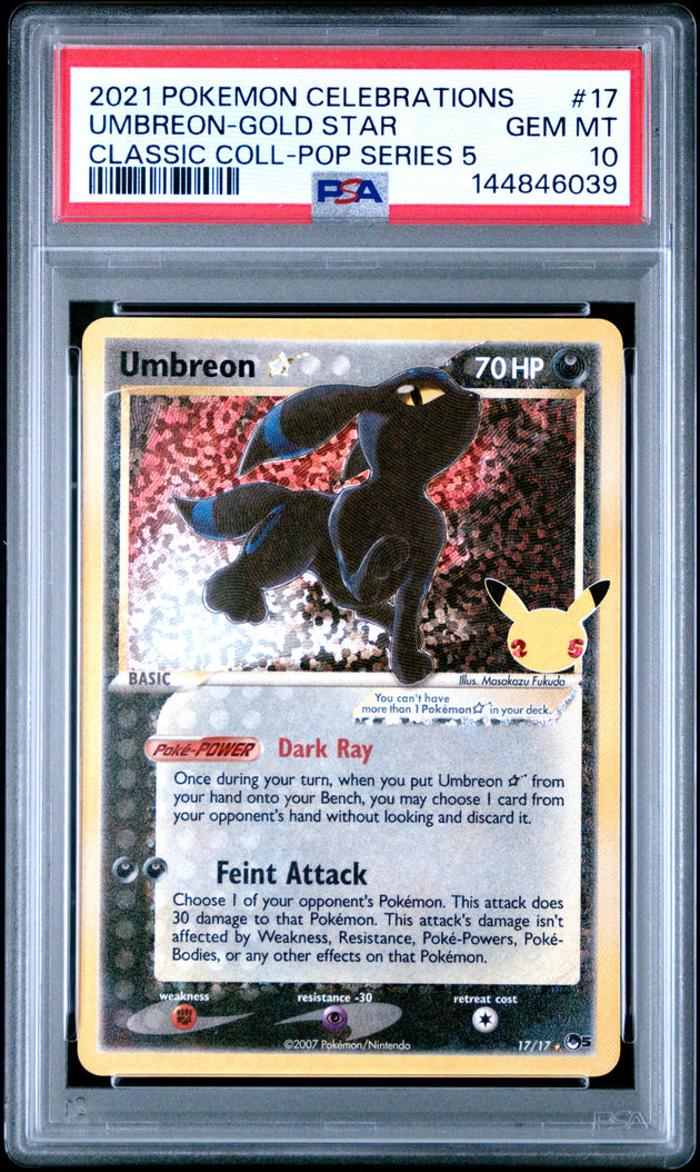 Umbreon-Gold Star 17 Celebrations Classic Collection Pokemon PSA 10