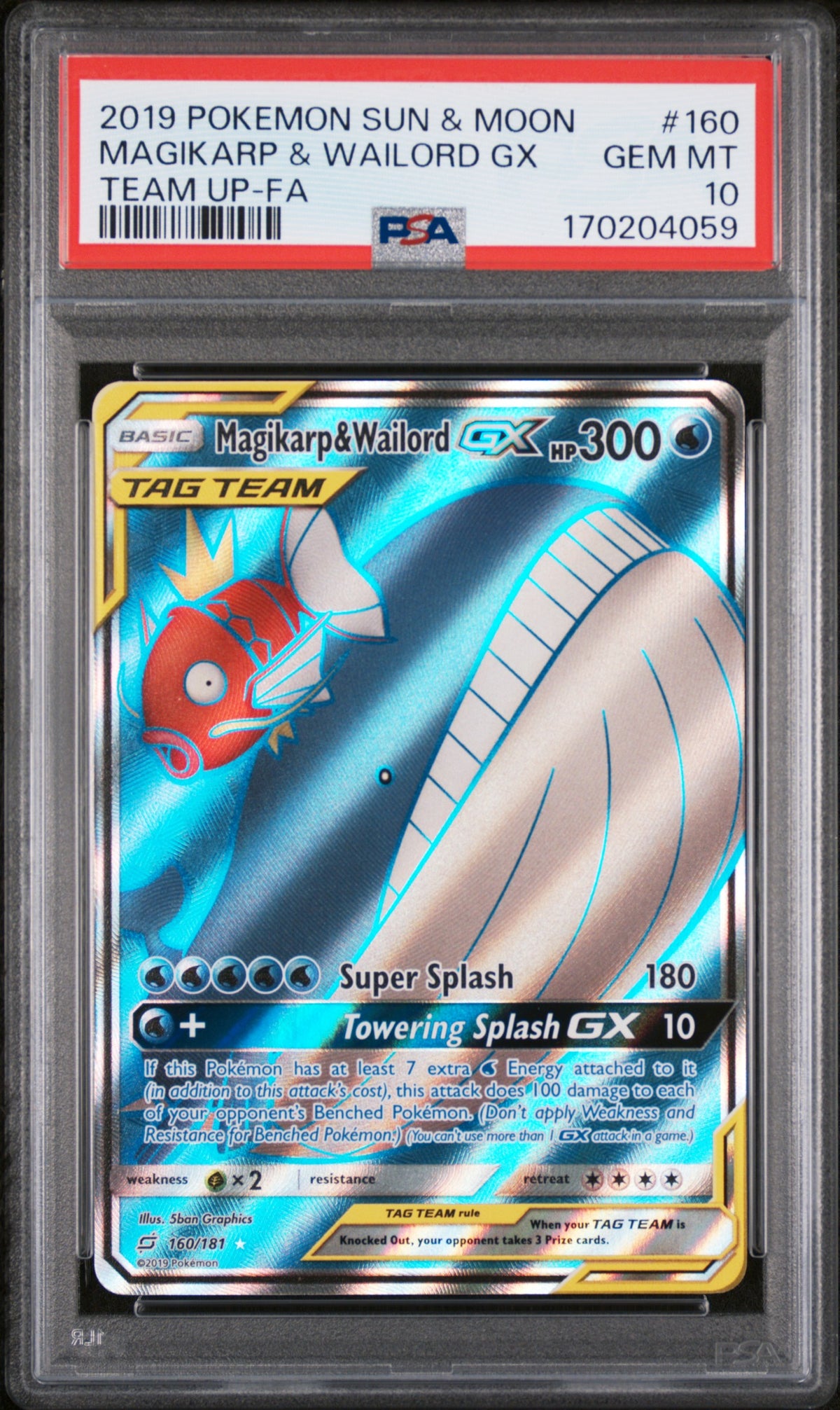 Magikarp & Wailord Gx 160/181 Team Up Pokemon PSA 10 Gem Mint