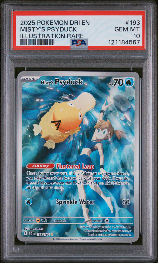 Misty's Psyduck 193/182 Illustration Rare Dri En-Destined Rivals Pokemon PSA 10