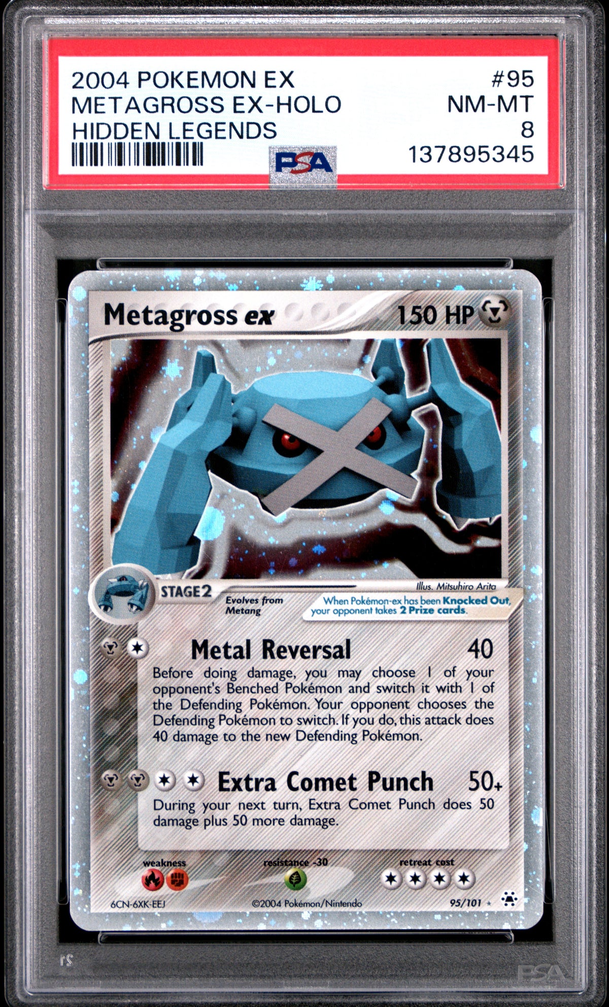 Metagross EX Holo 95/101 Hidden Legends Pokemon PSA 8 Nm-Mt