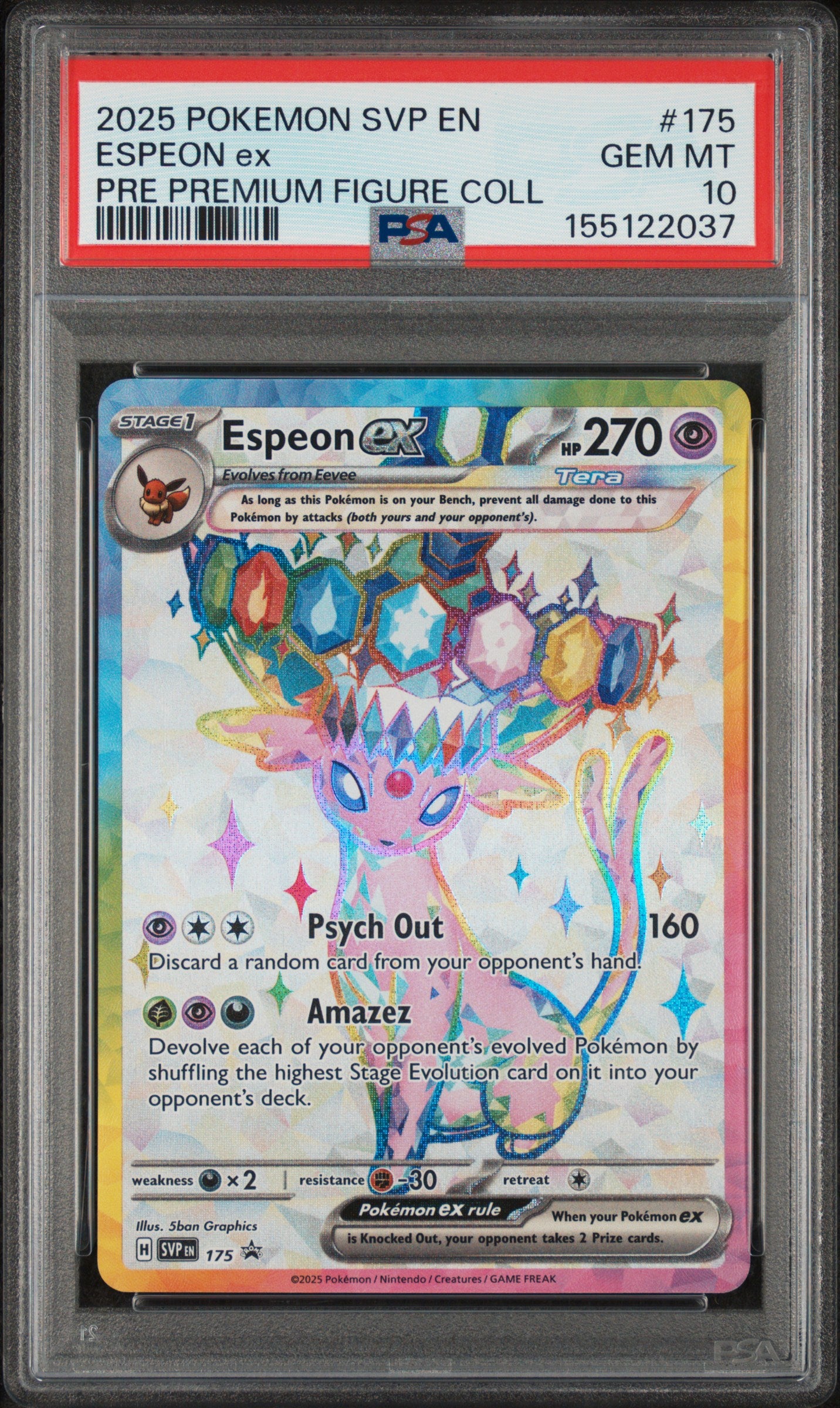 Espeon EX 175/131 Prismatic Evolutions Premium Figure Collection Pokemon PSA 10